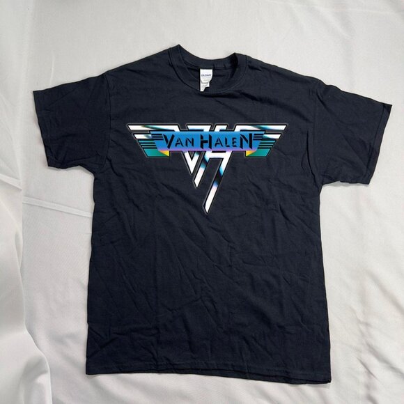 Van Halen Logo T-Shirt Men’s Large Black Band Tee Rock Music Graphic Top - Picture 1 of 5